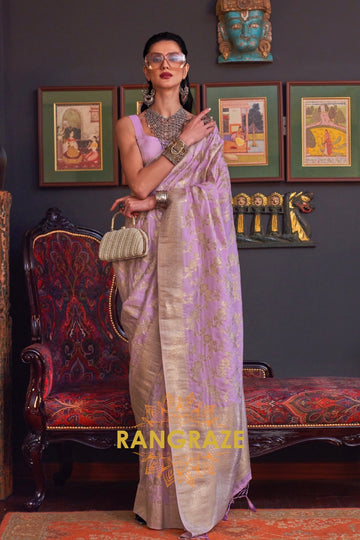 Club Purple Banarasi Katan Silk Saree