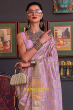 Club Purple Banarasi Katan Silk Saree