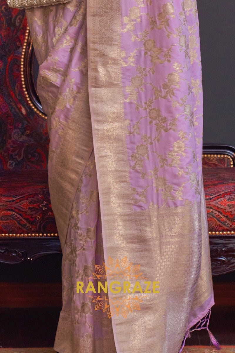 Club Purple Banarasi Katan Silk Saree