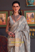 Club Grey Banarasi Katan Silk Saree