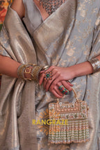 Club Grey Banarasi Katan Silk Saree