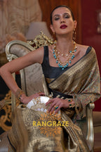 Magnetic Golden Woven Banarasi Kashmiri Silk Saree