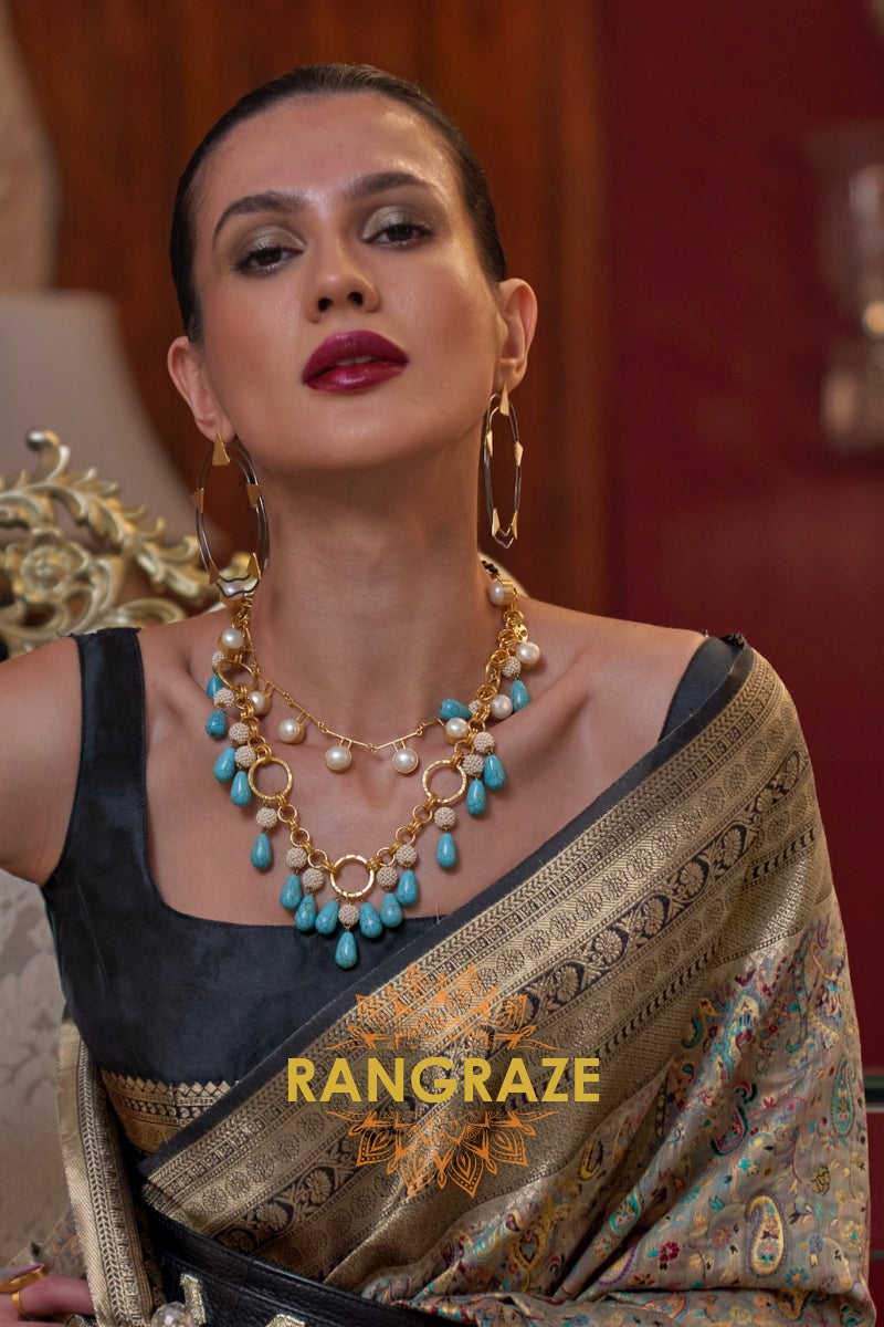 Magnetic Golden Woven Banarasi Kashmiri Silk Saree