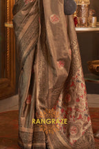 Mustard Yellow Golden Dual Tone Woven Banarasi Silk Saree