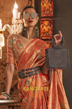 Majestic Orange Dual Tone Woven Banarasi Silk Saree