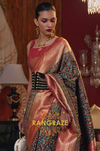 Magnetic Black Woven Banarasi Kashmiri Silk Saree