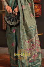 Majestic Turquoise Dual Tone Woven Banarasi Silk Saree