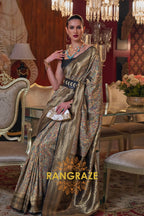 Magnetic Golden Woven Banarasi Kashmiri Silk Saree