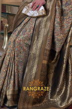 Magnetic Golden Woven Banarasi Kashmiri Silk Saree
