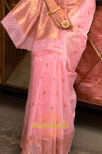 Regent Pink Woven Banarasi Organza Silk Saree