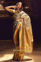 Black And Golden Woven Banarasi Organza Silk Saree