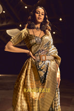 Black And Golden Woven Banarasi Organza Silk Saree