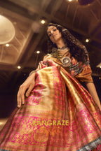 Midnight Black And Pink Woven Banarasi Organza Silk Saree