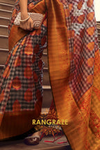 Midnight Black And Red Woven Banarasi Organza Silk Saree