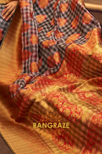 Midnight Black And Red Woven Banarasi Organza Silk Saree