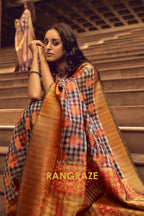 Midnight Black And Red Woven Banarasi Organza Silk Saree
