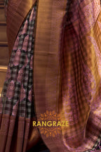 Deep Lilac And Golden Woven Banarasi Organza Silk Saree