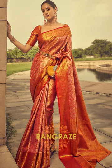 Royal Red Brocade Banarasi Woven Silk Saree