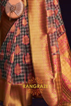 Midnight Black And Pink Woven Banarasi Organza Silk Saree