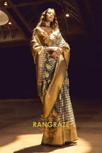 Black And Golden Woven Banarasi Organza Silk Saree