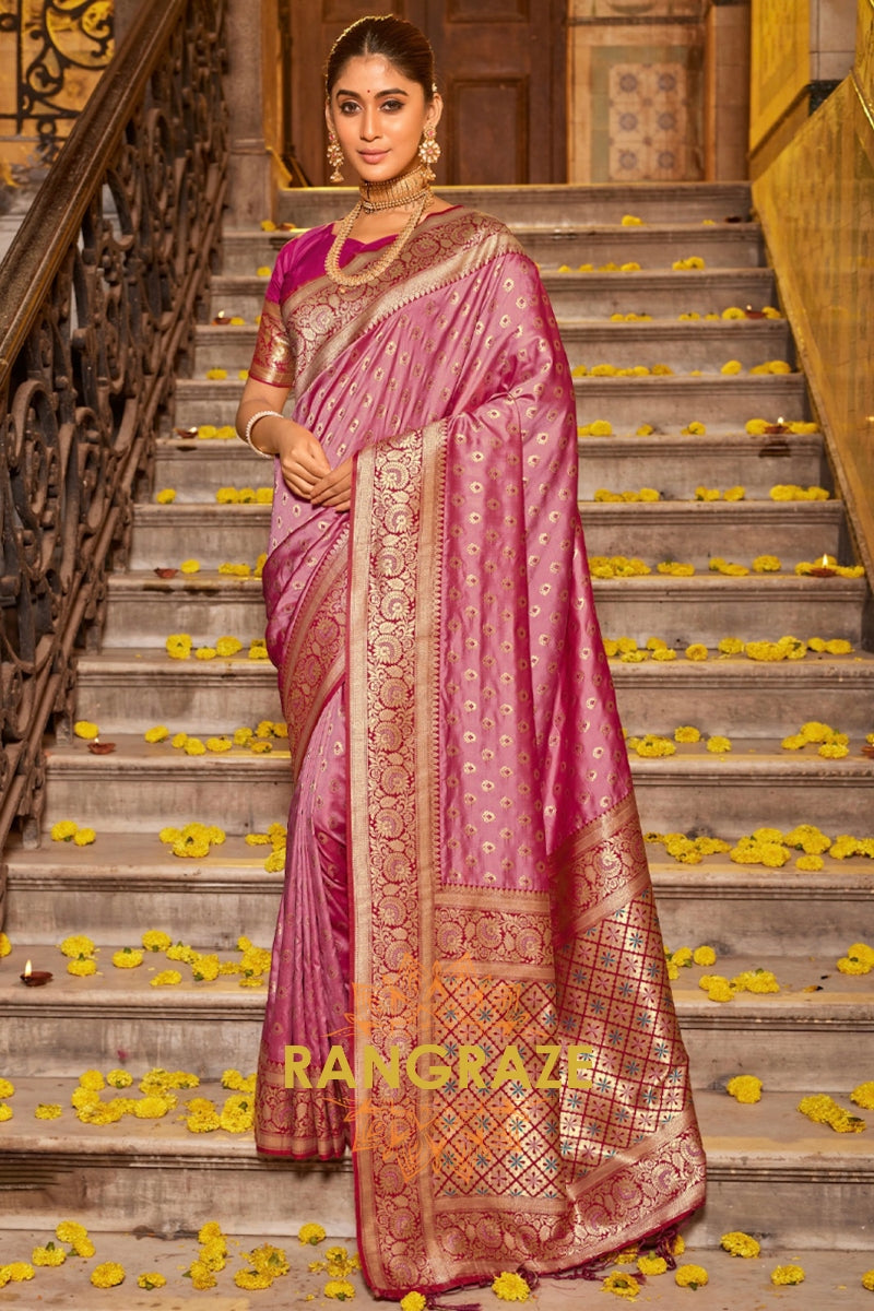Mystic Magenta Heavy Work Festive Banarasi Silk Saree