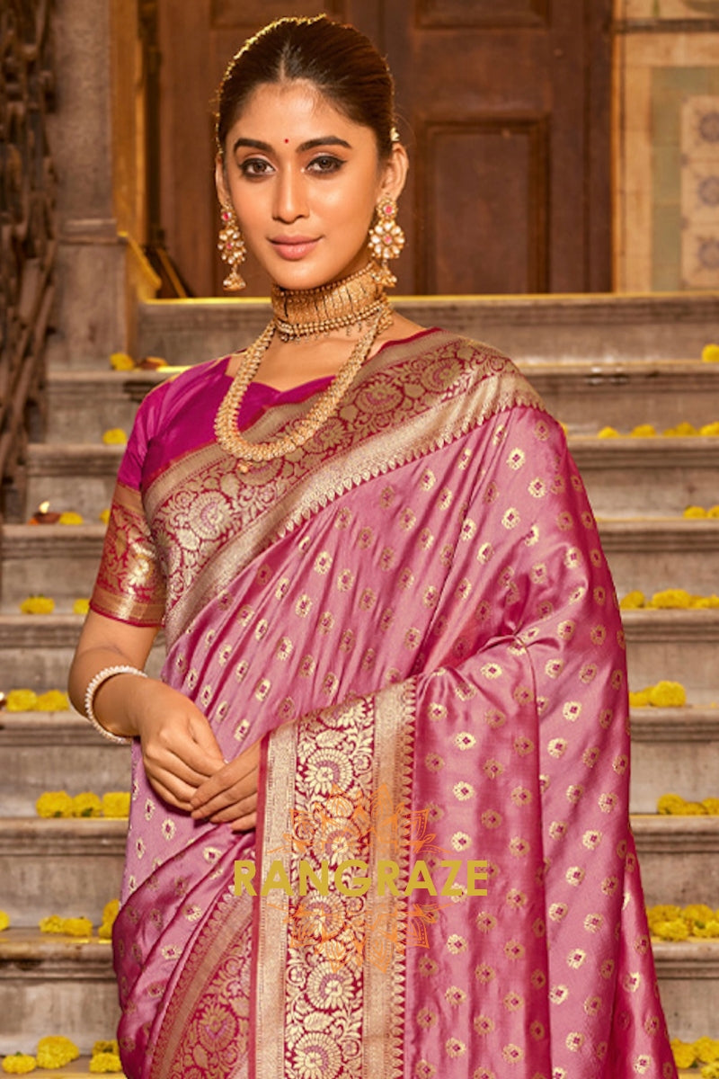 Mystic Magenta Heavy Work Festive Banarasi Silk Saree