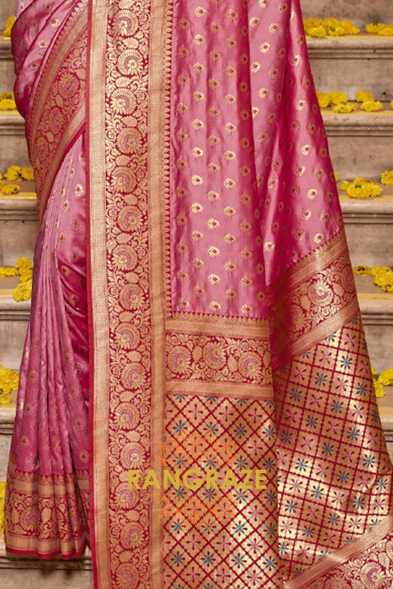 Mystic Magenta Heavy Work Festive Banarasi Silk Saree