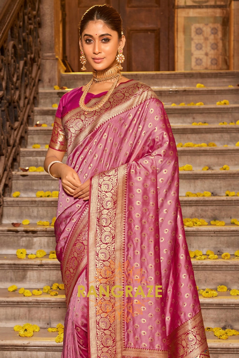 Mystic Magenta Heavy Work Festive Banarasi Silk Saree