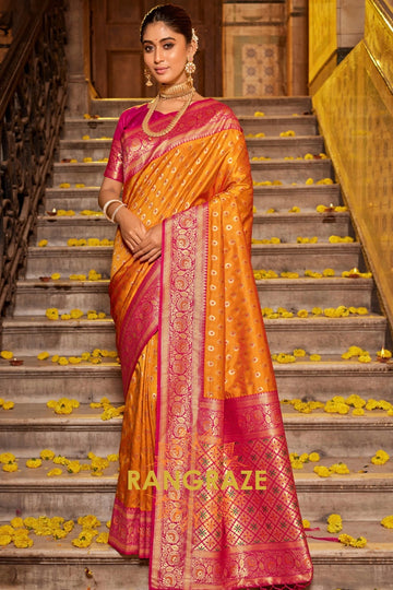 Mystic Yellow Heavy Work Festive Banarasi Silk Saree