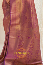 Glitter Purple Handloom Weaving Kanjivaram Silk Saree