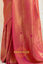 Glitter Red Handloom Weaving Kanjivaram Silk Saree
