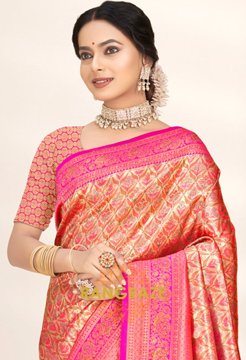 Majestic Magenta Heavy Woven Work Banarasi Silk Saree