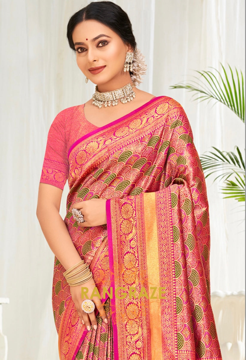 Imperial Magenta Heavy Woven Work Banarasi Silk Saree