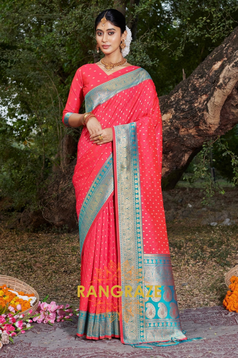 Rani Pink Royal Banarasi Silk Woven Saree