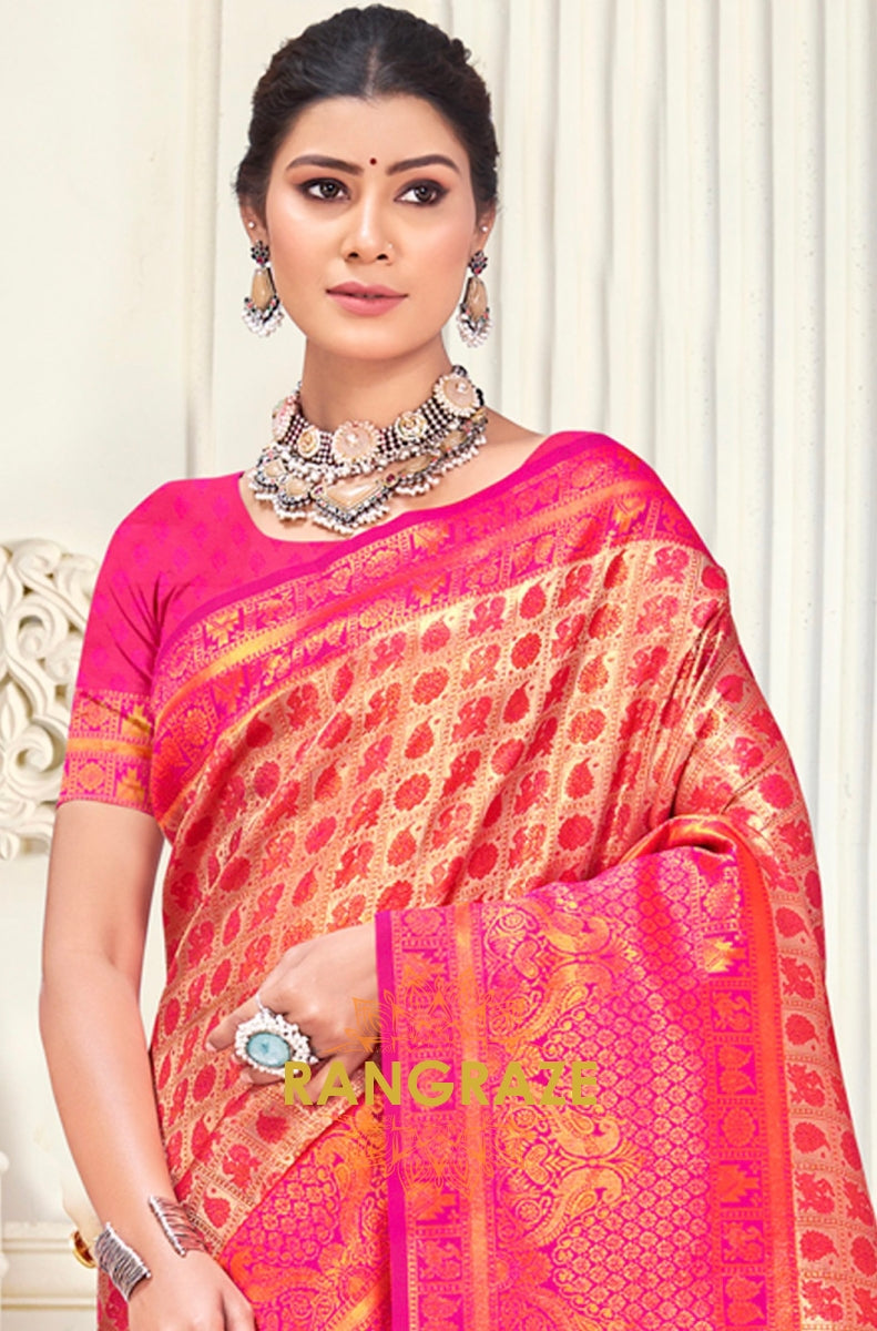 Heritage Magenta Pink Festive Kanjivaram Silk Woven Saree