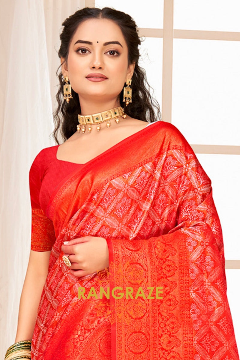 Royal Red Kanjivaram Silk Saree With Heavy Work