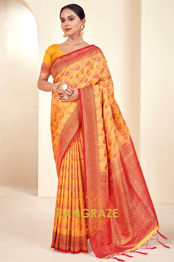 Yellow Majestic Weave Banarasi Silk Saree