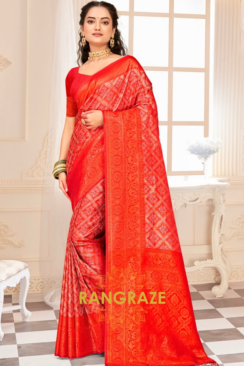 Royal Red Kanjivaram Silk Saree With Heavy Work