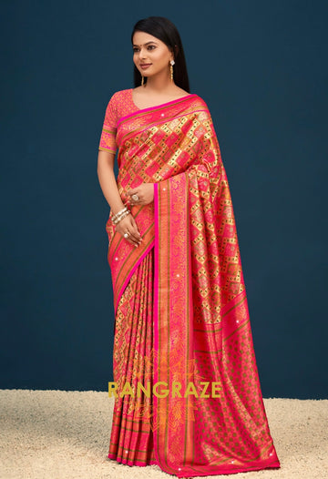 Regal Pink Banarasi Silk Saree With Heavy Work