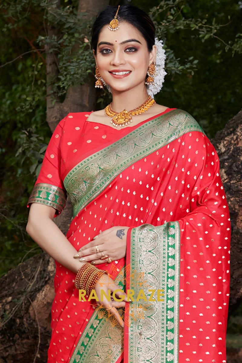 Magenta Red Royal Banarasi Silk Woven Saree