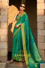 Jade Green Woven Banarasi Handloom Silk Saree