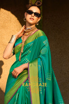 Jade Green Woven Banarasi Handloom Silk Saree