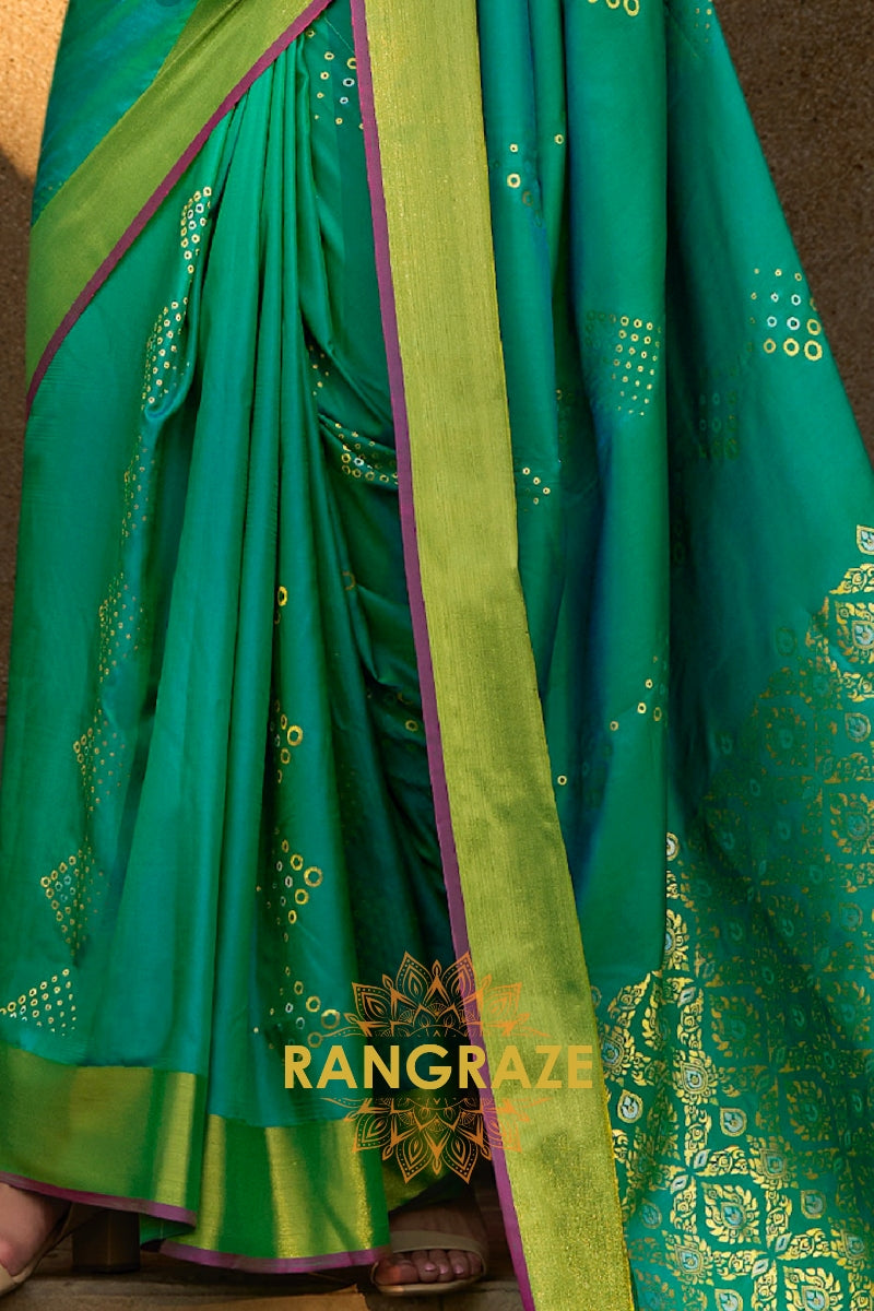 Jade Green Woven Banarasi Handloom Silk Saree