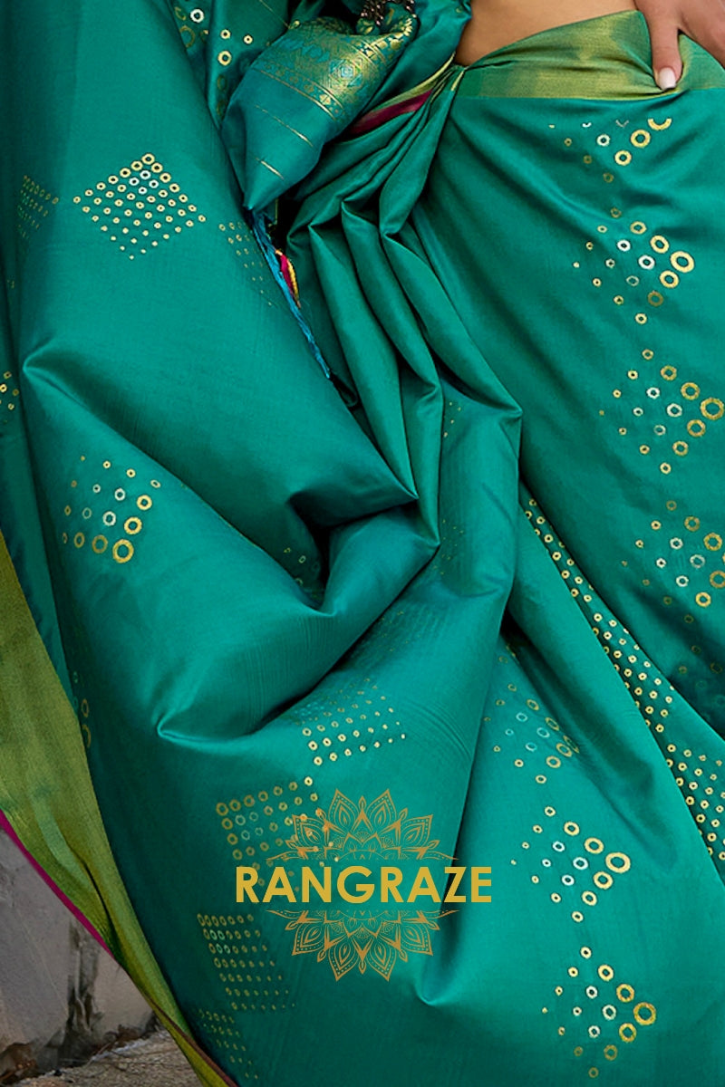 Sea Green Woven Banarasi Handloom Silk Saree