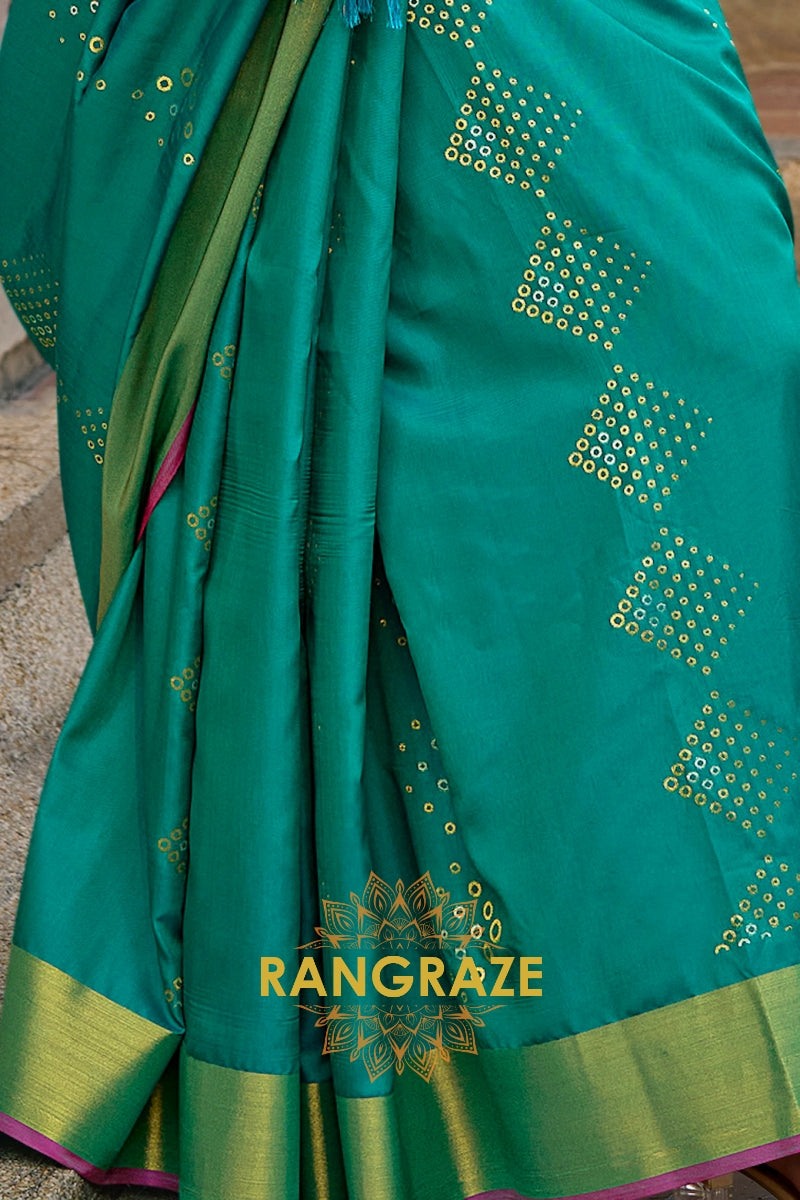Sea Green Woven Banarasi Handloom Silk Saree