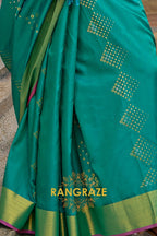 Sea Green Woven Banarasi Handloom Silk Saree