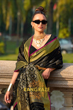 Black Woven Banarasi Handloom Silk Saree