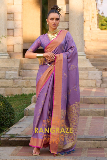 Opulent Purple Woven Banarasi Handloom Silk Saree