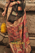 Onyx Black Kashmiri Modal Handloom Weaving Jamewar Saree