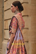 Magical Purple Kashmiri Modal Handloom Weaving Jamewar Saree
